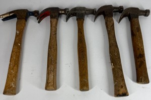 Vintage Claw Hammer Group with Wood Handles