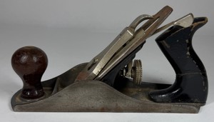 Vintage Stanley Handyman Cast Iron Bench Plane with Wood Tote & Front Knob