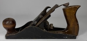 Vintage Cast Iron Bench Plane with Wood Tote & Front Knob