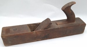 Antique Wooden Jack Plane with Wood Wedge & Handle