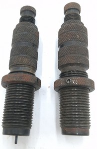 Vintage Lee Precision Reloading Die Pair with Knurled Adjustment Bodies