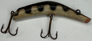 Vintage Lazy Dazy Curved Wooden Fishing Lure with Treble Hooks