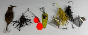 Vintage Fishing Lure Group with Spinnerbaits, Buzzbaits & Spoon Lures