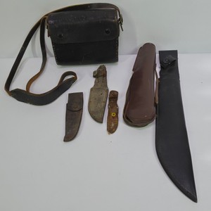 Vintage Empty Knife & Tool Sheath Case Group