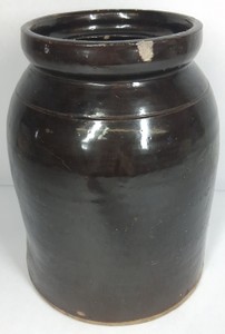Vintage Brown Glazed Stoneware Crock Jar