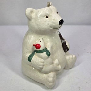 Vintage Coca-Cola Polar Bear Holiday Figurine with Coke Bottle & Snowman