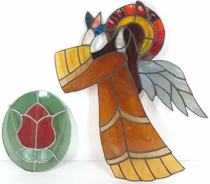 Stained Glass Angel Wall Hanging & Tulip Suncatcher