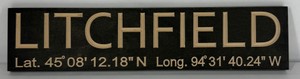 Litchfield Minnesota Latitude Longitude Coordinate Wood Sign