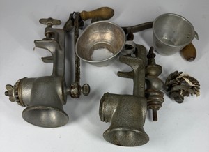 Vintage Universal L.F.&C. New Britain Cast Iron Hand Crank Food Grinders & Parts