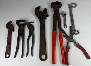 Vintage Pliers & Adjustable Wrench Hand Tool Group