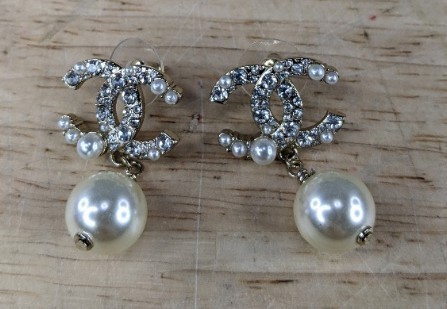 Brand New Pierced Earrings with Crystal Accents and Pearl Drops - Brand New