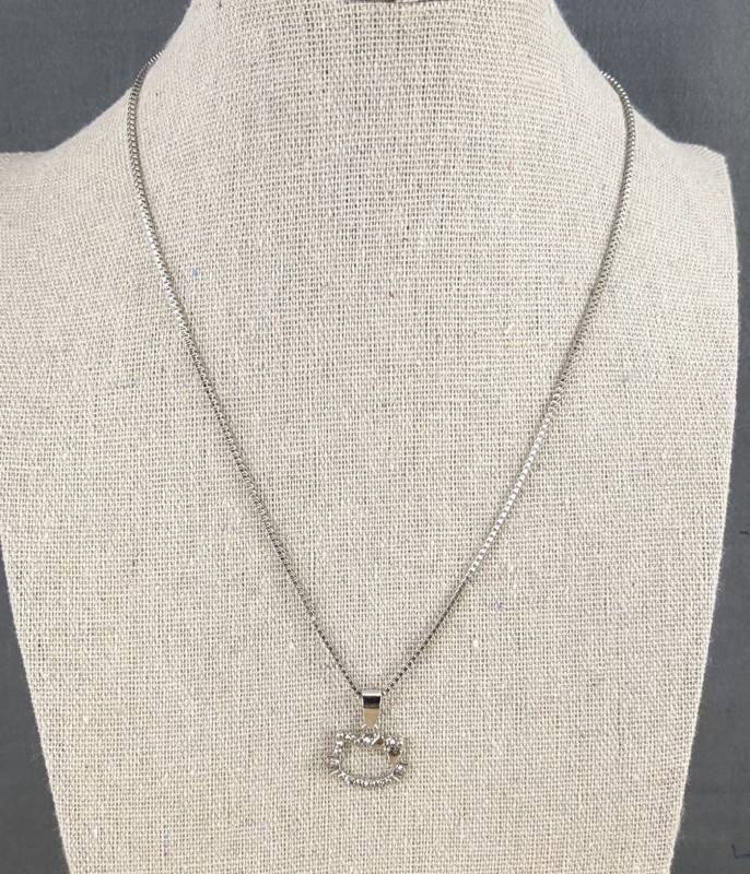 Hello Kitty Charm Necklace Silver 16 With 2 Extender - Brand New