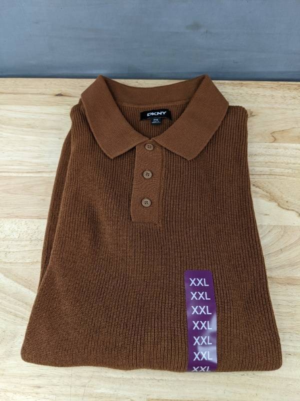 DKNY Brown Cotton Sweater Pullover XXL $89.50 Retail - Brand New