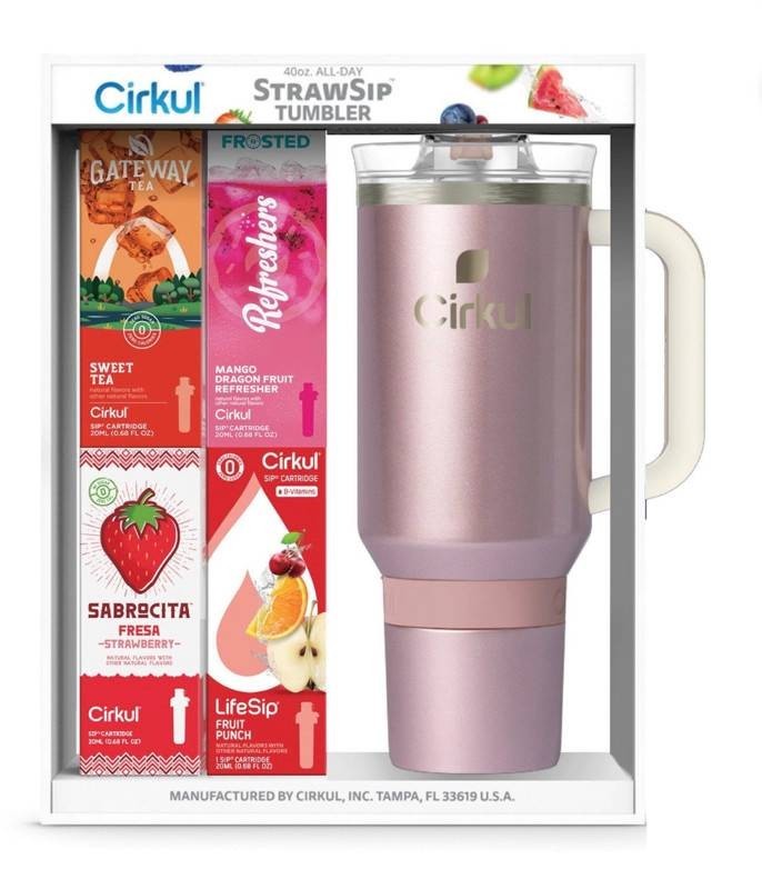 Cirkul 40oz All Day StrawSip Tumbler Starter Kit & 4 Flavor Cartridges - Brand New Q