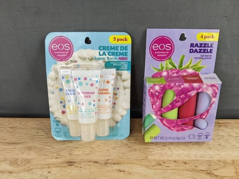 Eos Razzle Dazzle Lip Balm and Creme de la Creme Super Balm, 7 Total and  - Brand New