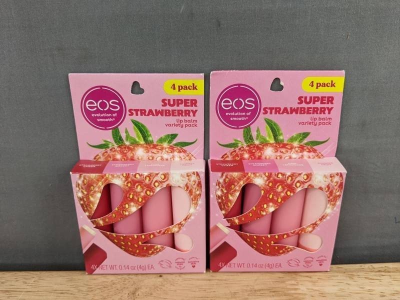 EOS Super Strawberry Lip Balm, 8 Total - Brand New