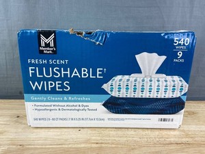Members Mark Fresh Scent Flushable Wipes 60-Count, 9 Packs - Brand New