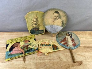 Vintage Advertising &amp Souvenir Hand Fans, 5 Total&nbspK