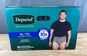 Depend Fresh Protection Protective Underwear Size Mens XL, 80 Total - Brand New