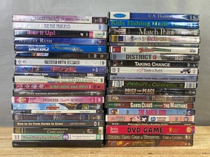 40 TV and Movie DVD Collection - The Naked Gun, Barbie, Match Point, IMAX NASCAR, You Got Ballet, Billy Blanks Tae Bo, Teenage Mutant Ninja Turtles, August Rush, Straight Outta Compton, District 9, Taking Chance, Carol Burnett, Etc. - Brand New&nbspC