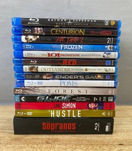 14 Blu-ray Movie &amp TV Collection - Outlander, Batman v Superman, The Sopranos, Centurion, Evil Dead 2, Frozen, 101 Dalmatians, Enders Game, Poms, The Forest, Etc.&nbspC