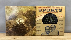 Vintage 7-Inch Vinyl Records - Man on the Moon &amp Greatest Moments in Sports&nbspK
