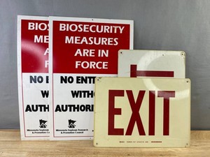 Biosecurity Measures are in Force 18 and Exit Signs, 4 Total&nbspK