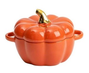 Ceramic Pumpkin Soup Bowl Candy Dish with Lid 5.5 - Brand New