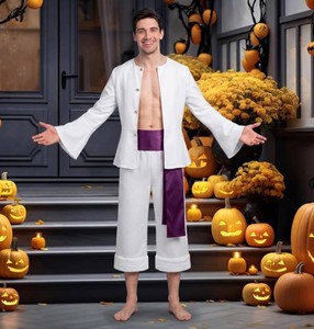 Halloween Anime Cosplay Costume Set Size Mens L, White and Purple - Brand New