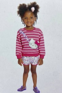 Hello Kitty 2-Piece Sweatshirt & Shorts Set Girls Size 5T, Pink - Brand New