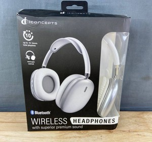 iConcepts Wireless Bluetooth Headphones - White & Silver - Brand New