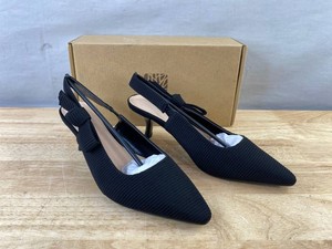 Pointed-Toe Slingback Kitten Heels, Black, Size Womans 8 - Brand New