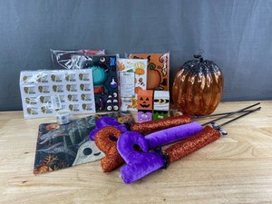Halloween Decor - Pumpkin, Wooden Blocks, Door Sign 79, Stickers, Etc. - Brand New