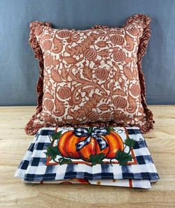 Threshold Rust Throw Pillow 18 & Pumpkin Table Runner 72 x 26 - Brand New