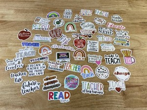 Teacher-Themed Stickers, 50 Total - Brand New