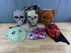 Scary Halloween Masks - Bunny, Werewolf, Devil, Skull, Etc., 8 Total - Brand New