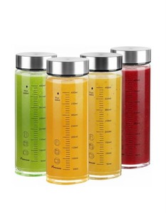 Wide Mouth Glass Juice Bottles 16 Oz BPA Free with Lids, 4 Total - Brand New
