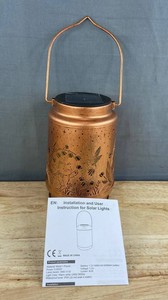 Hummingbird Metal Solar Lantern, Warm White LED - Brand New