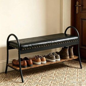 Forteek 39.4 Shoe Bench with Shelf