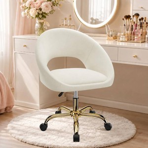 Stella Mia Velvet Vanity Chair with Wheels (Beige)