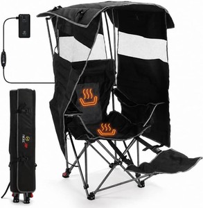 Nice C Heated 4-Position Reclining Canopy Umbrella Camping Chair