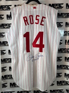 Pete Rose Autographed w #4246 Inscription and Field of Dreams Authenticity New With Tags Russell Athletic Cincinnati Reds Baseball Jersey Size 44