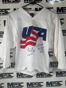 Buzz Schneider and John Harrington Autograph K1 Youth Hockey Jersey - 1980 Team USA Hockey Gold Miracle on Ice