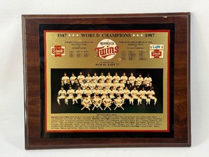 Minnesota Twins 1987 World Series Champions Baseball Plaque
