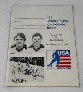 1984 United States Olympic Hockey Team vs. Minnesota North Stars Program October 1., 1983