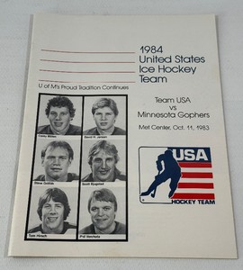 1984 United States Olympic Hockey Team vs. Minnesota Golphers Program October 11, 1983
