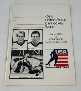 1984 United States Olympic Hockey Team vs. Indianapolis Program November 1, 1983