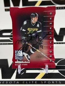 Mike Modano Auto On-Card 750 1998 Donruss Elite Aspirations Generations #129 Hockey Card