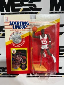 Michael Jordan 1991 Starting Lineup Basketball Figure w Card and Coin, Nice Condition