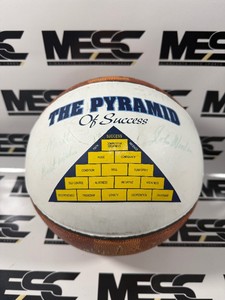 John Wooden Autographed The Pyramid of Success The Rock Basketball